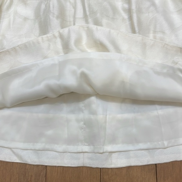 Club Monaco silk cream beige off white mini skirt textured pattern pockets sz 6 - Picture 7 of 14